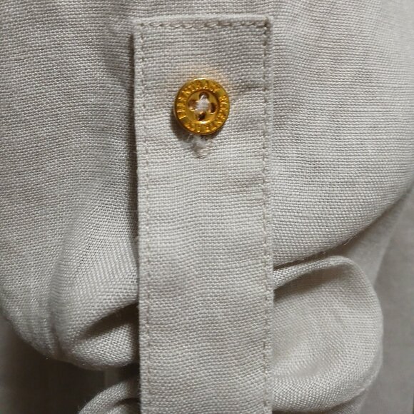 Ellen Tracy Pure Linen Top 3/4 Sleeves Size Large Tan Color - Picture 7 of 16